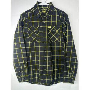 Dixxon Flannel Chessboxin Plaid Shirt Black Yellow Long Sleeve - Medium